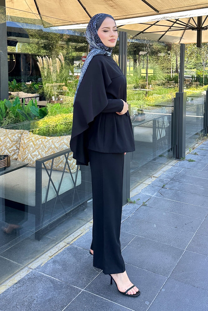 Kemerli Pelerinli Takım - Siyah - LİNE (5)