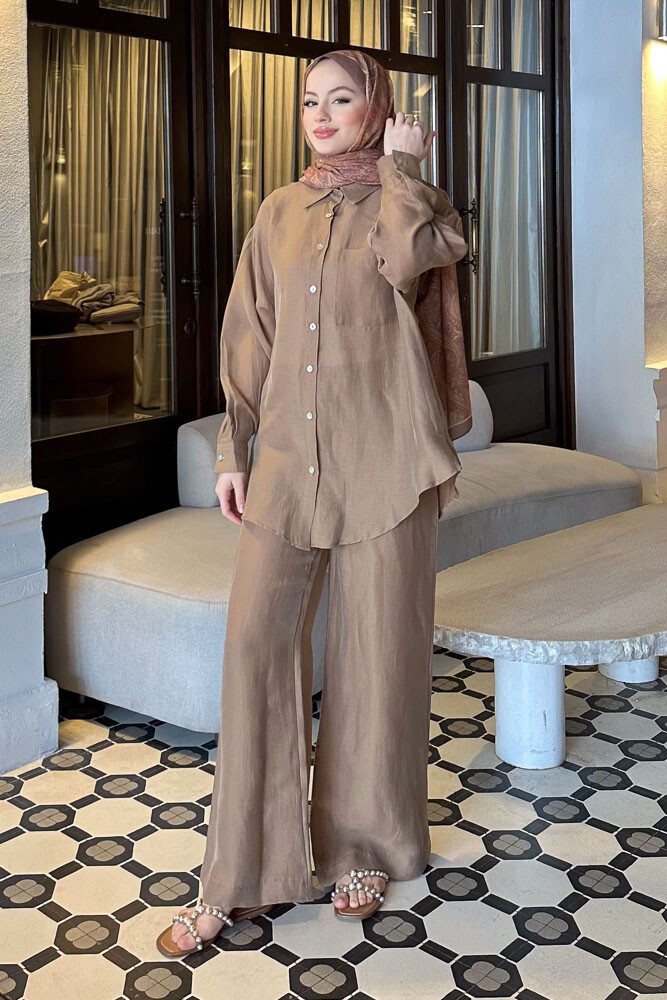 Kiko Düğmeli Takım - Kahverengi - 3