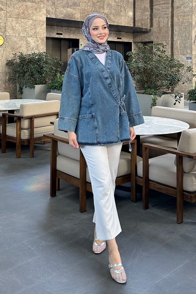 Kimono Kot Ceket - Mavi - ENMA (4)