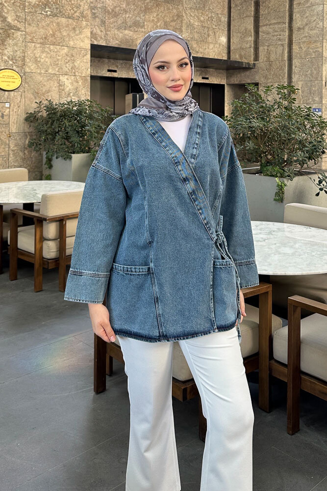Kimono Kot Ceket - Mavi - ENMA (5)