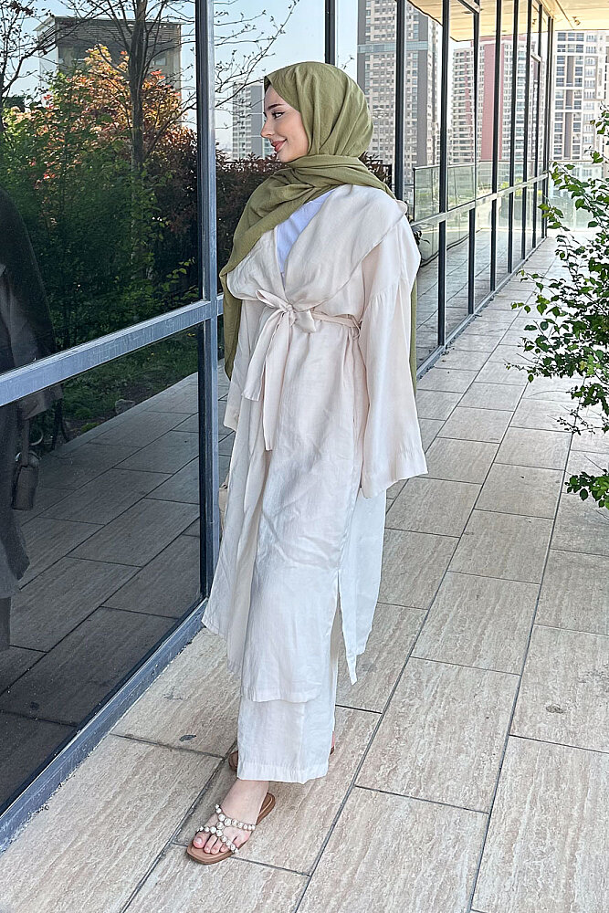 Kimono Pantolon Takım - Bej - ALLMİSS (4)