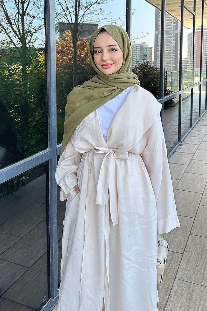 Kimono Pantolon Takım - Bej - 3