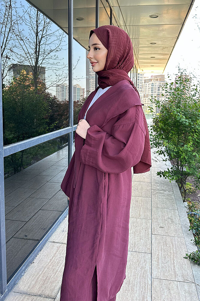 Kimono Pantolon Takım - Bordo - ALLMİSS (3)