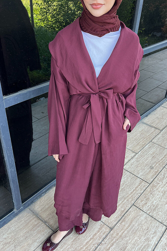Kimono Pantolon Takım - Bordo - ALLMİSS (4)