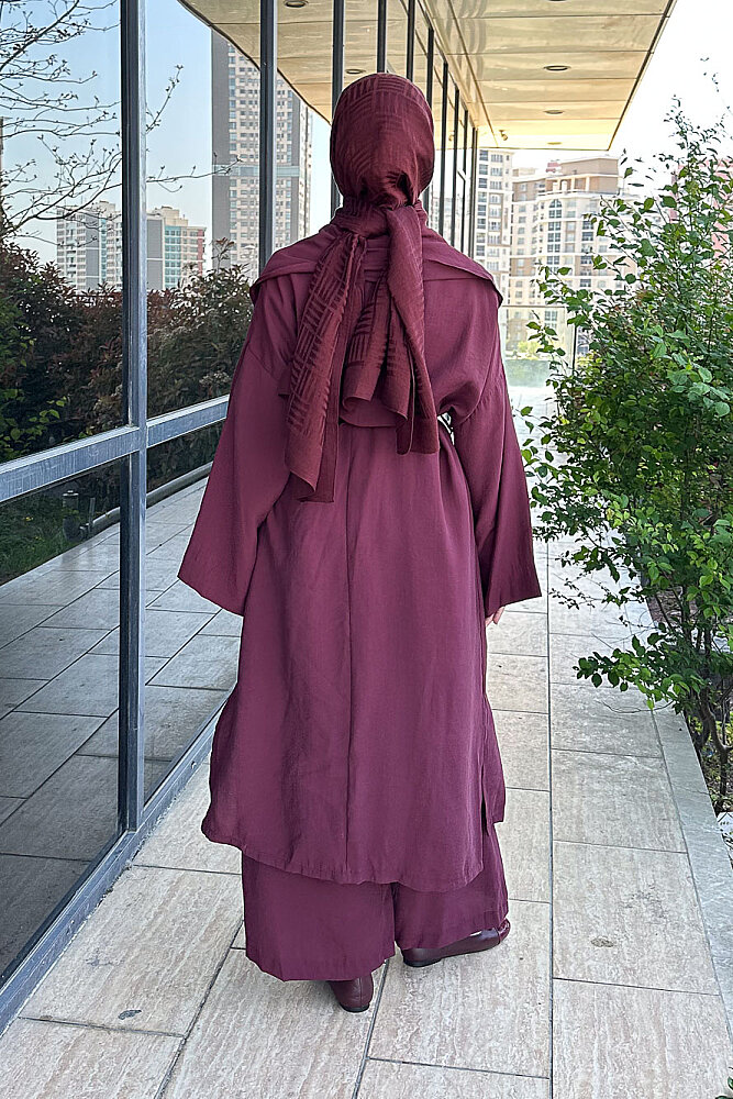 Kimono Pantolon Takım - Bordo - ALLMİSS (5)
