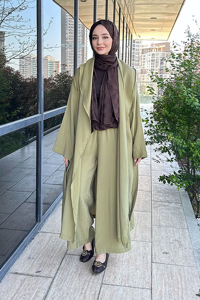 Kimono Pantolon Takım - Haki - 4