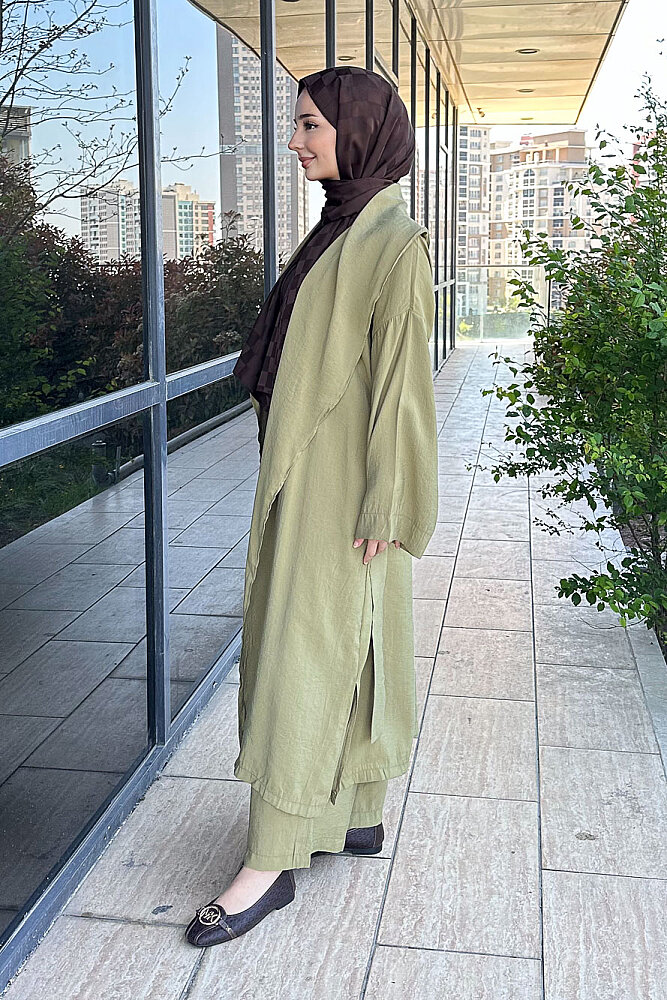 Kimono Pantolon Takım - Haki - 5