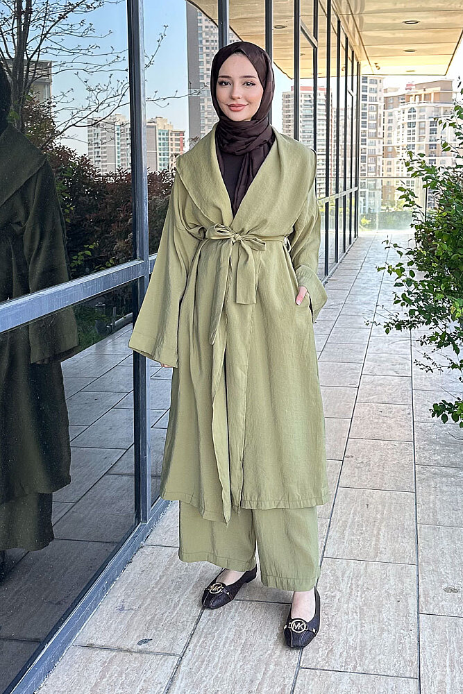 Kimono Pantolon Takım - Haki - 1