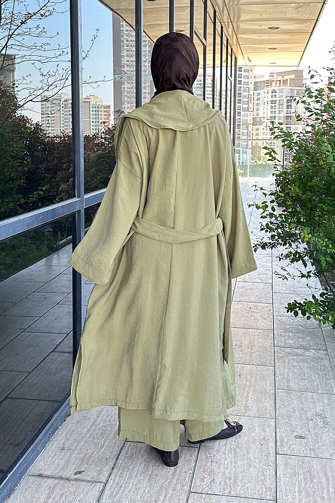 Kimono Pantolon Takım - Haki - 8