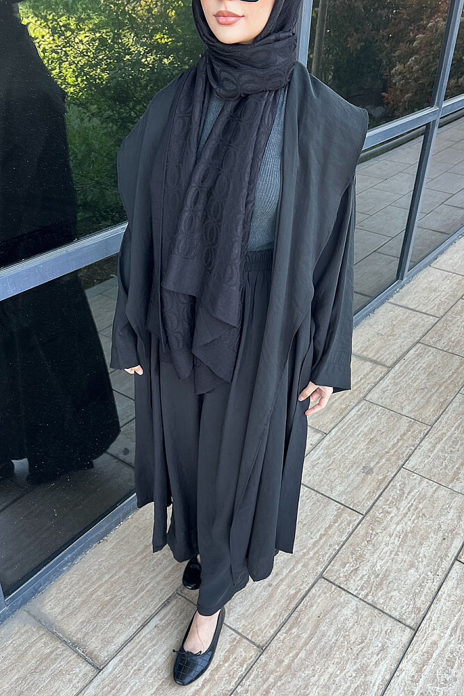 Kimono Pantolon Takım - Siyah - 4