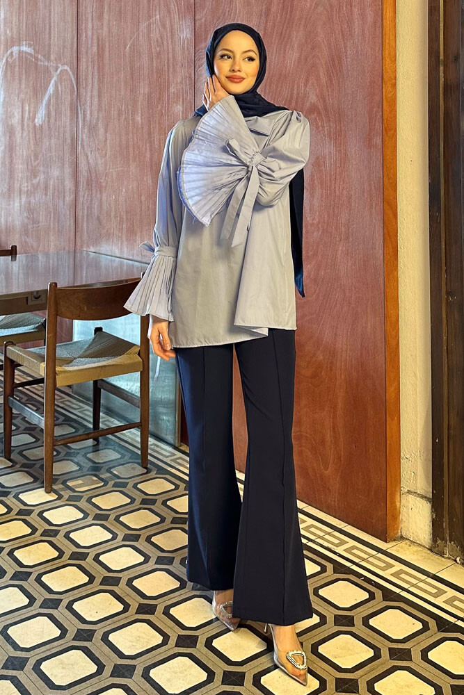 Koios Kolları Fırfırlı Gömlek - Bebe Mavisi - HENZA (5)