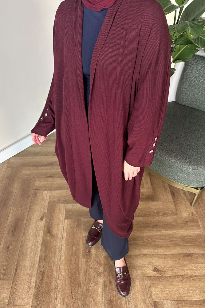 Kol Apolet Detaylı Hırka - Bordo - İKOL (3)