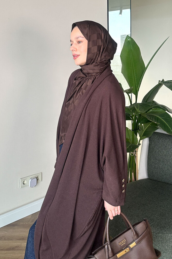 Kol Apolet Detaylı Hırka - Kahverengi - 6