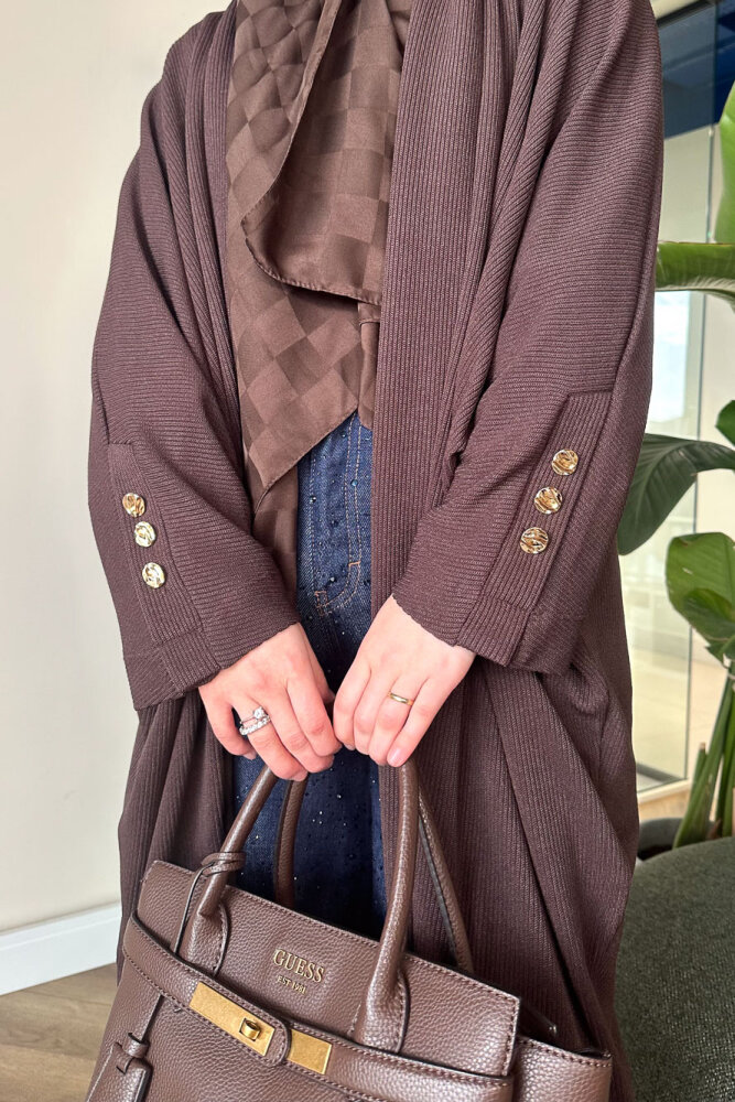 Kol Apolet Detaylı Hırka - Kahverengi - İKOL (2)