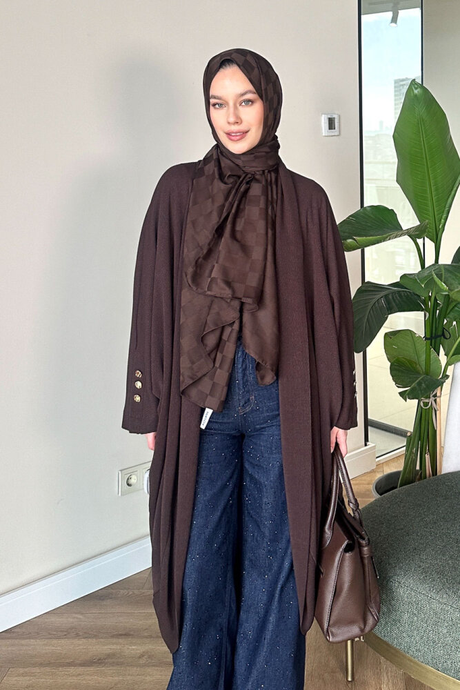 Kol Apolet Detaylı Hırka - Kahverengi - 7