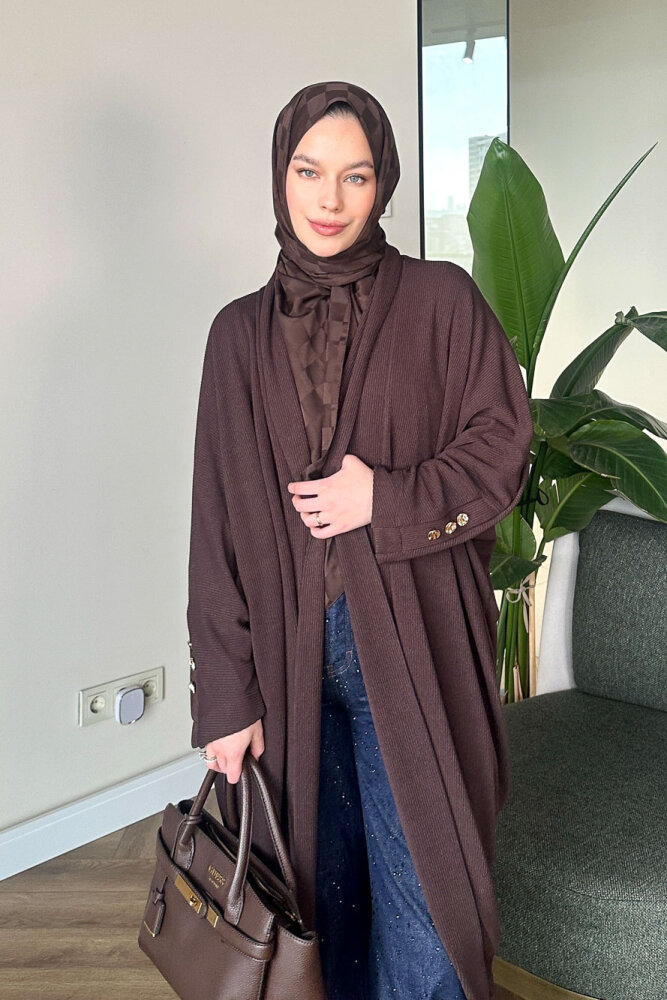 Kol Apolet Detaylı Hırka - Kahverengi - İKOL (4)