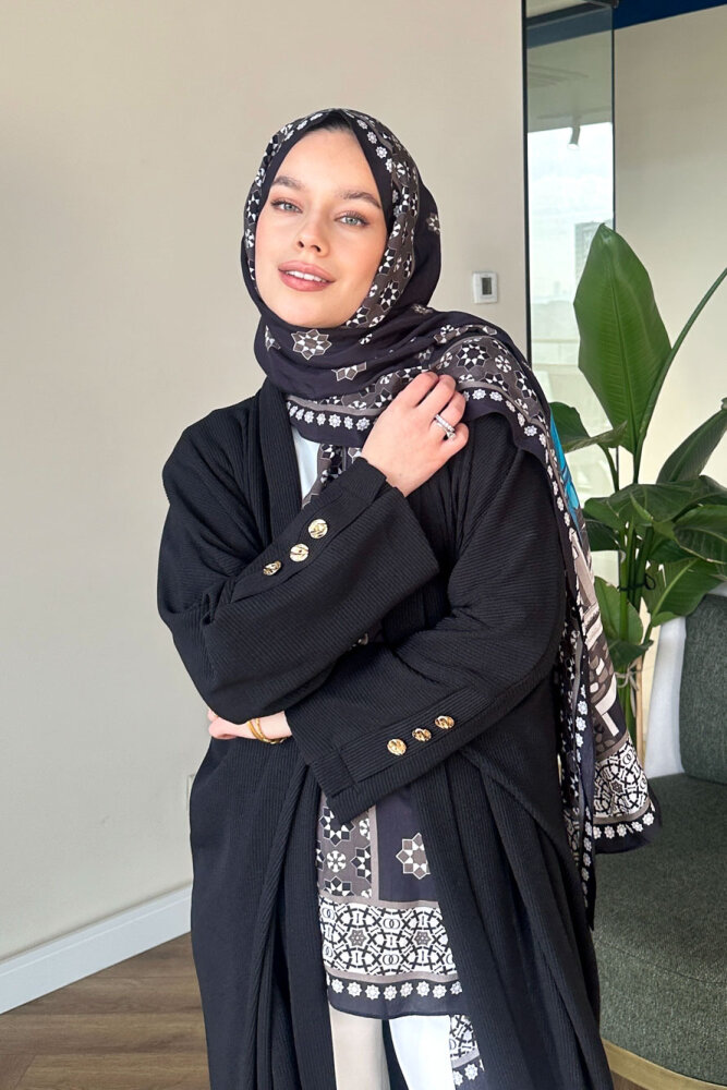 Kol Apolet Detaylı Hırka - Siyah - 3