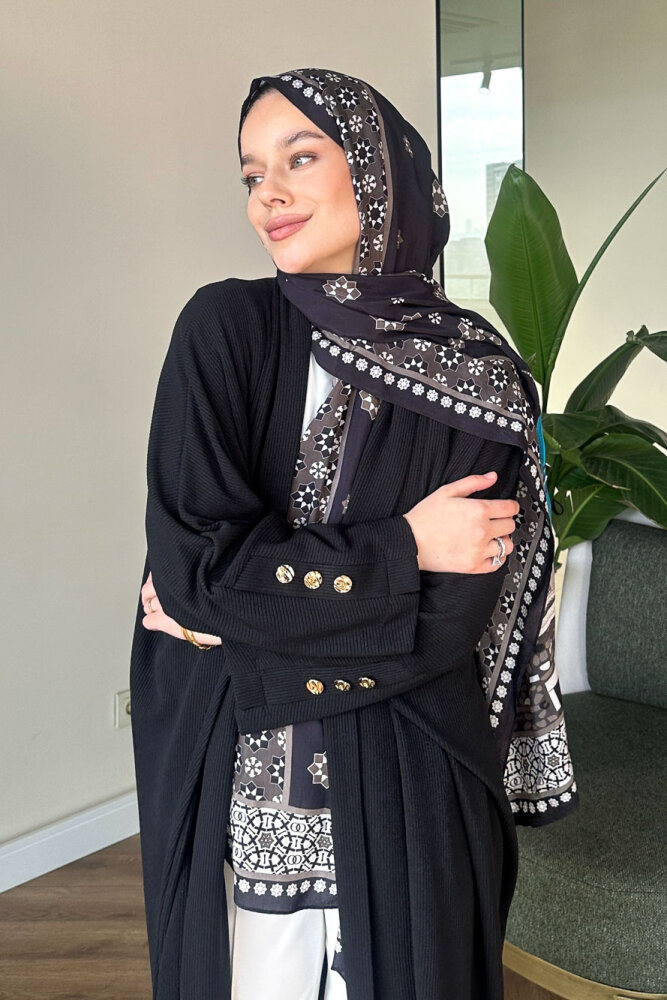 Kol Apolet Detaylı Hırka - Siyah - 5