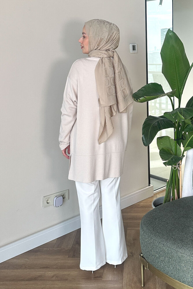 Kol Düğmeli Triko - Bej - 8