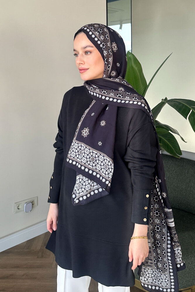 Kol Düğmeli Triko - Siyah - 4