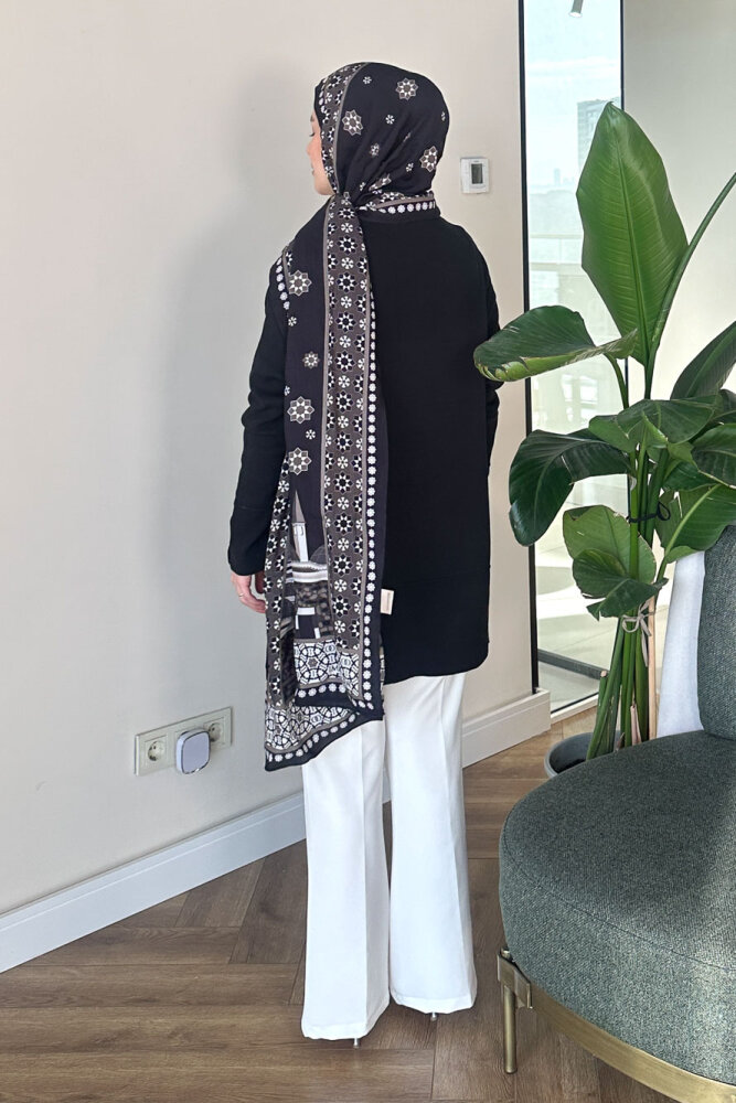 Kol Düğmeli Triko - Siyah - 9