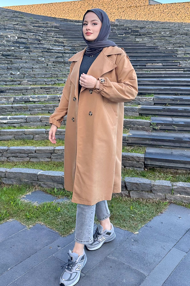 Kol Kemerli Trençkot - Camel - HENZA (5)