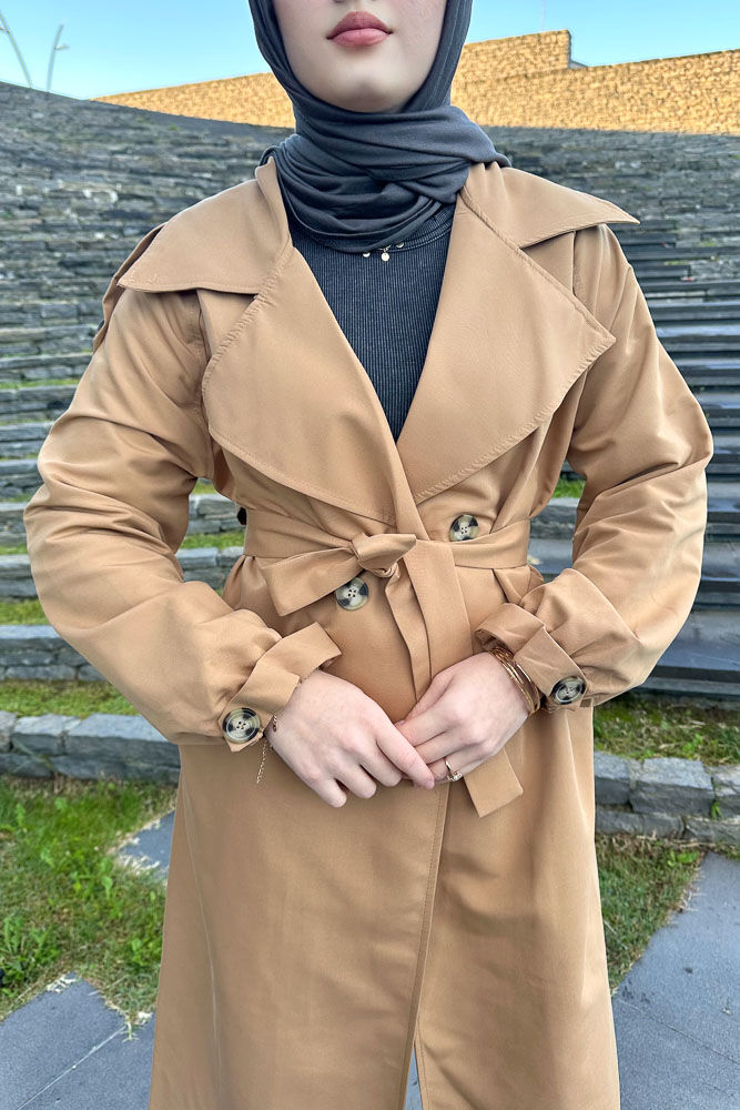Kol Kemerli Trençkot - Camel - HENZA (2)