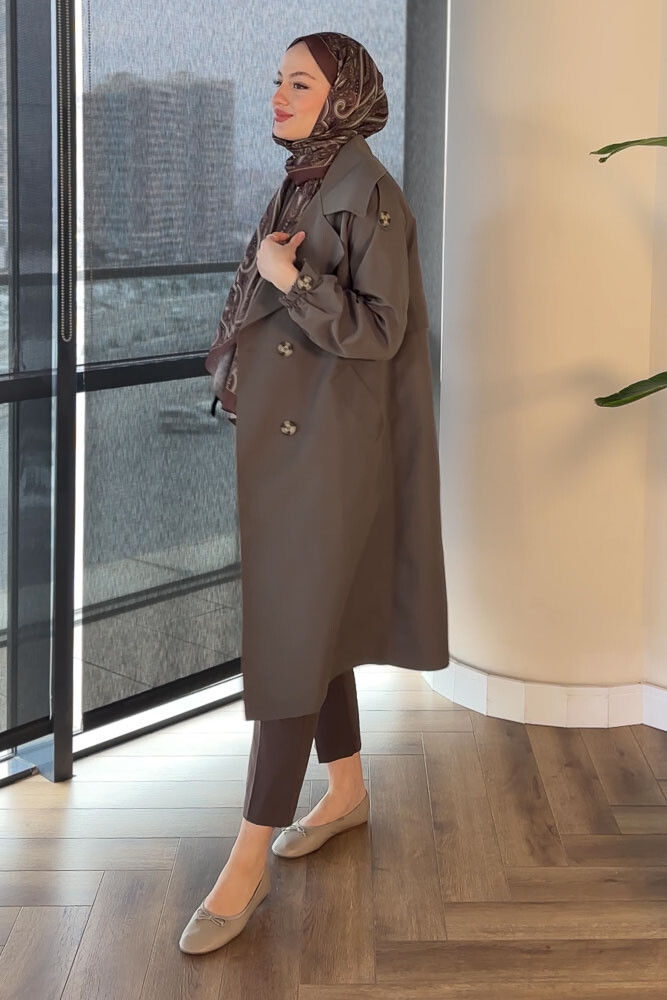 Kol Kemerli Trençkot - Haki - HENZA (3)