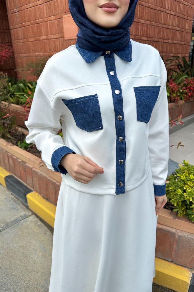 Kot Garnili Scuba Takım - Ekru - 3