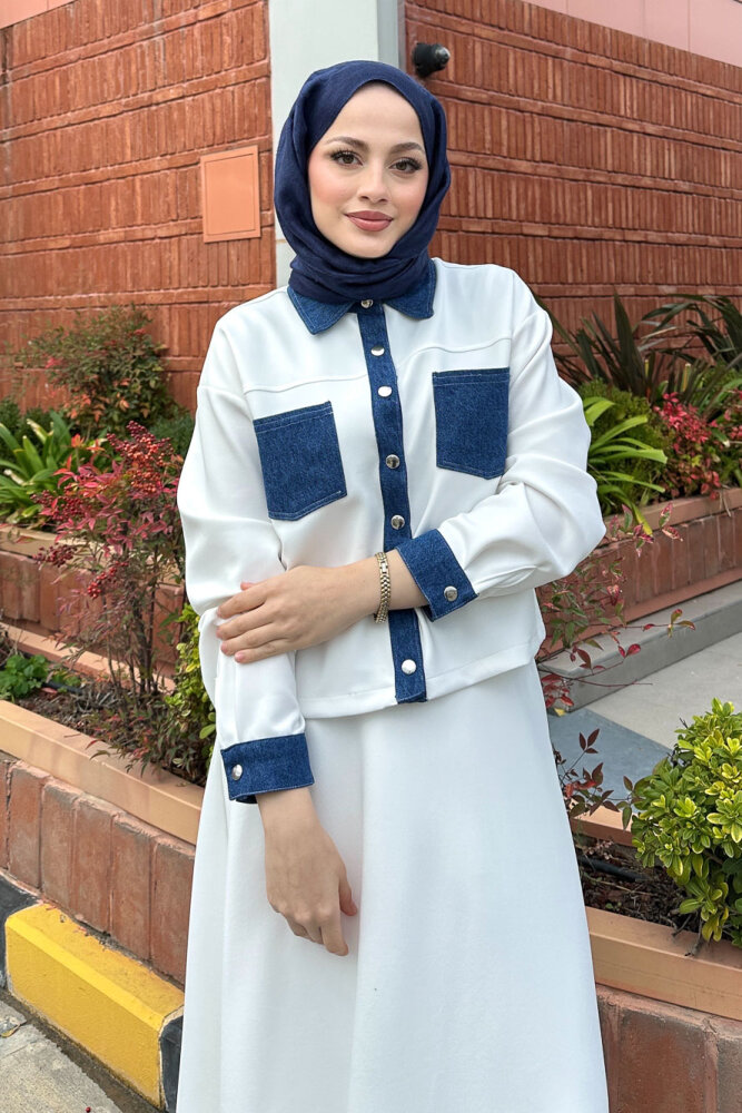 Kot Garnili Scuba Takım - Ekru - 2