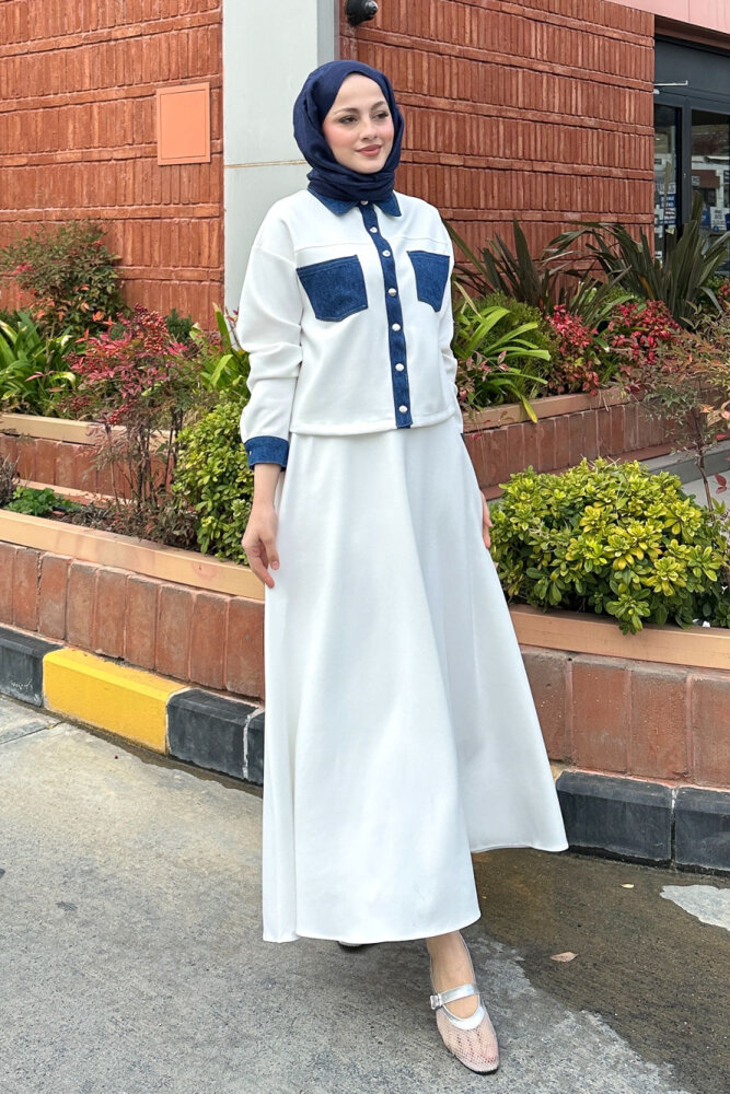 Kot Garnili Scuba Takım - Ekru - HENZA (4)