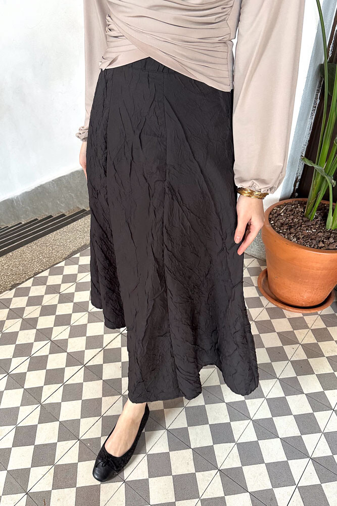 Kraşlı Kloş Etek - Siyah - HENZA (2)