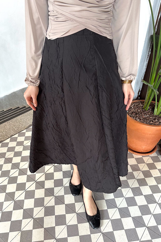 Kraşlı Kloş Etek - Siyah - HENZA (3)