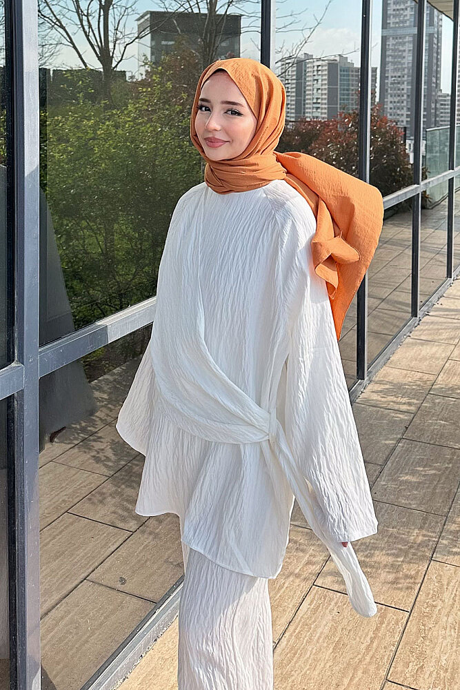 Kruvaze Bağlamalı Takım - Beyaz - ENMA (1)