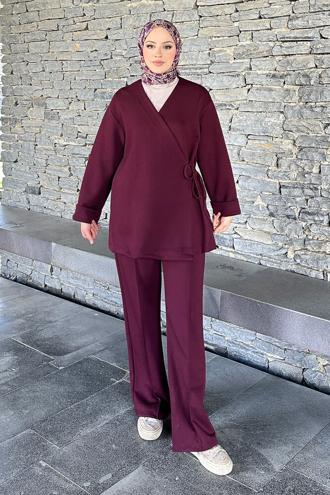 Kruvaze Oysho Takım - Bordo - 4