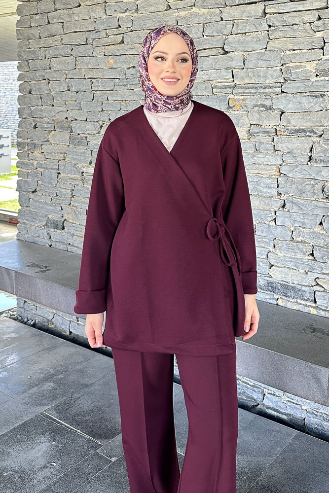 Kruvaze Oysho Takım - Bordo - 7