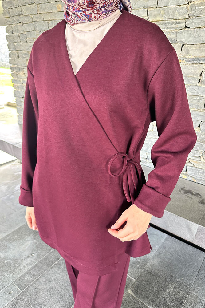 Kruvaze Oysho Takım - Bordo - 5