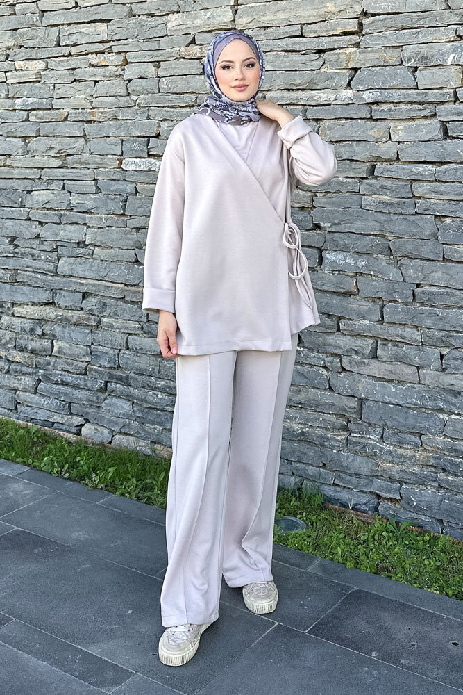 Kruvaze Oysho Takım - Taş Rengi - 4