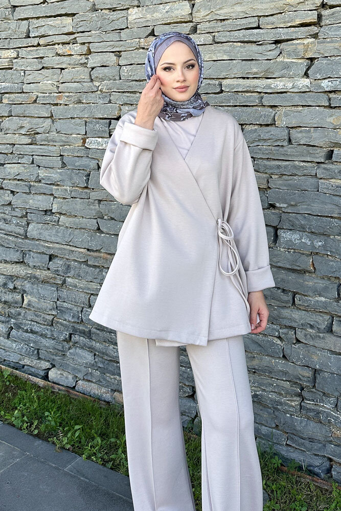 Kruvaze Oysho Takım - Taş Rengi - 5