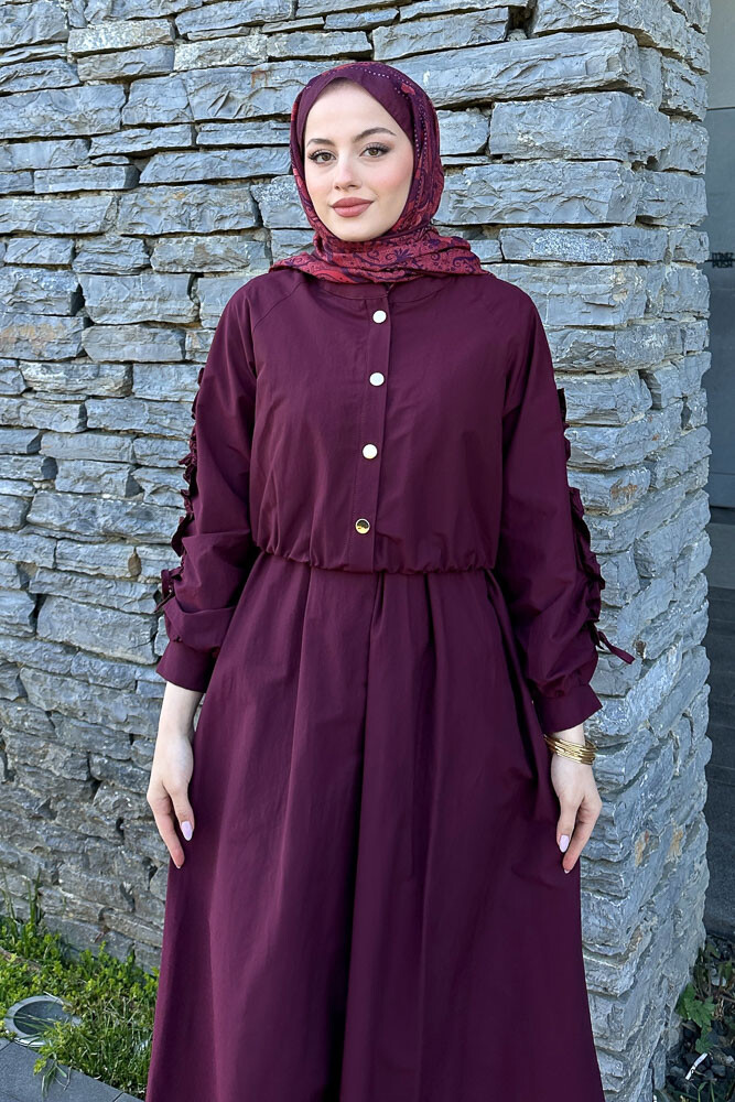 Kyle Bolerolu Elbise - Bordo - 5