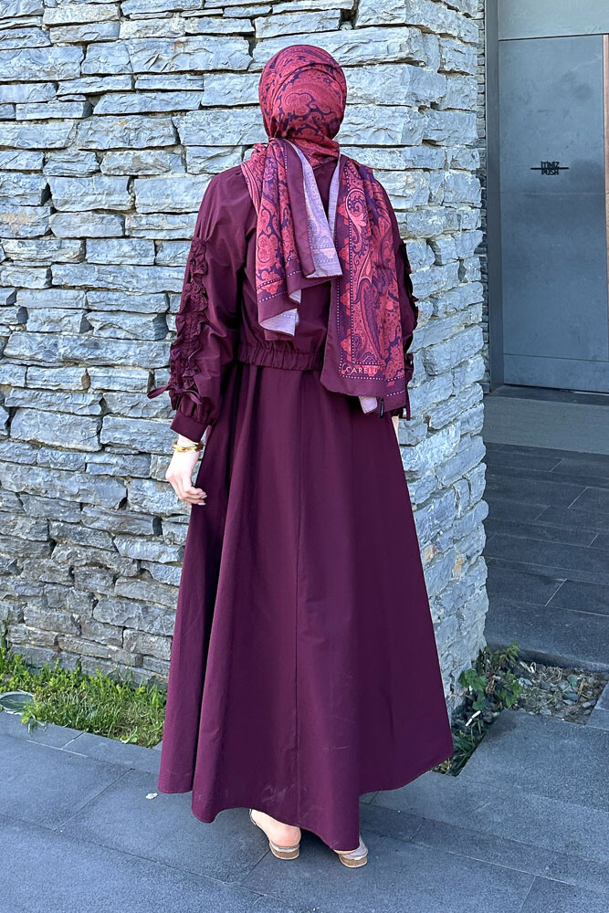 Kyle Bolerolu Elbise - Bordo - 7