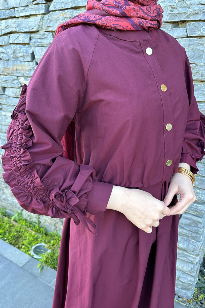 Kyle Bolerolu Elbise - Bordo - 6