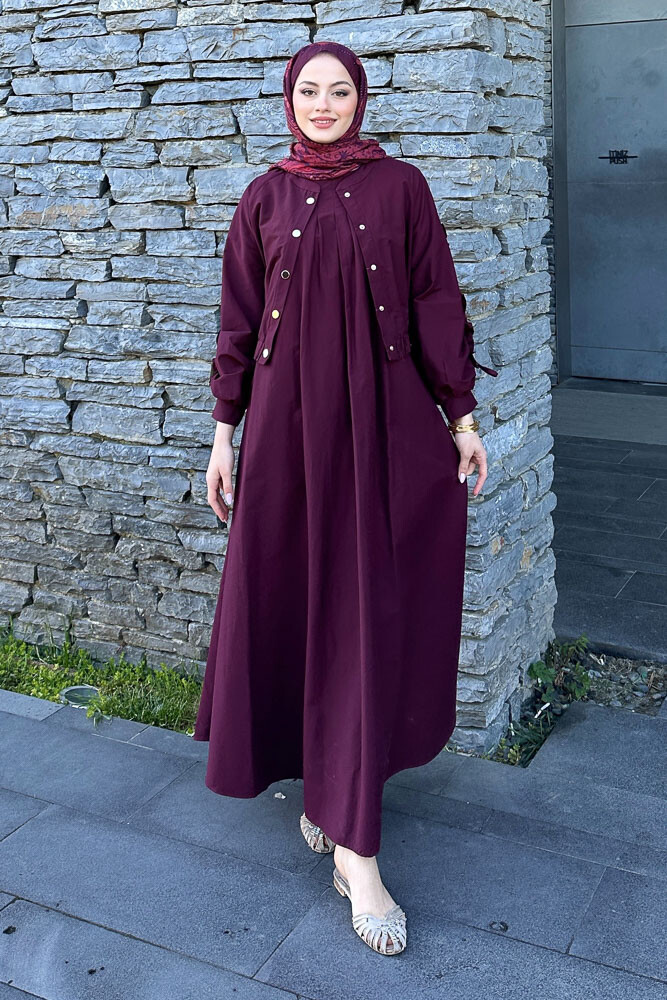 Kyle Bolerolu Elbise - Bordo - 1