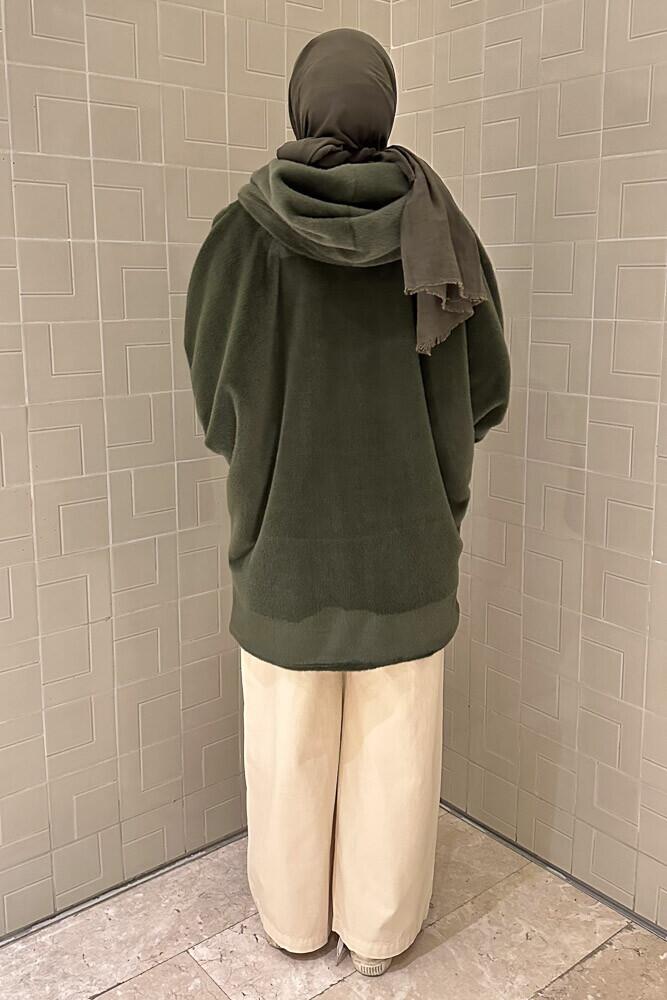 Lavin Kapüşonlu Peluş Mont - Haki - HEWES (4)