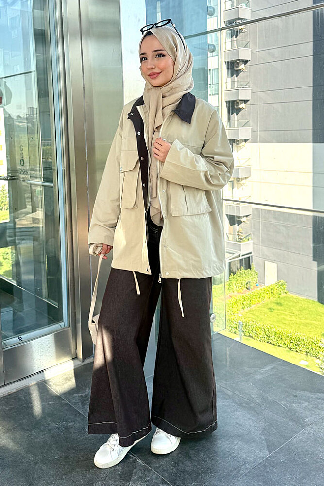 Leya Garnili Kısa Ceket - Bej - 4