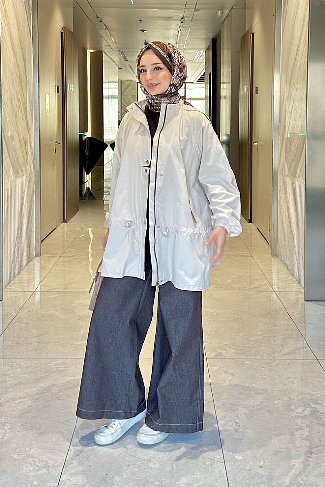 Lina Büzgülü Kısa Trenç - Bej - ALLMİSS (2)