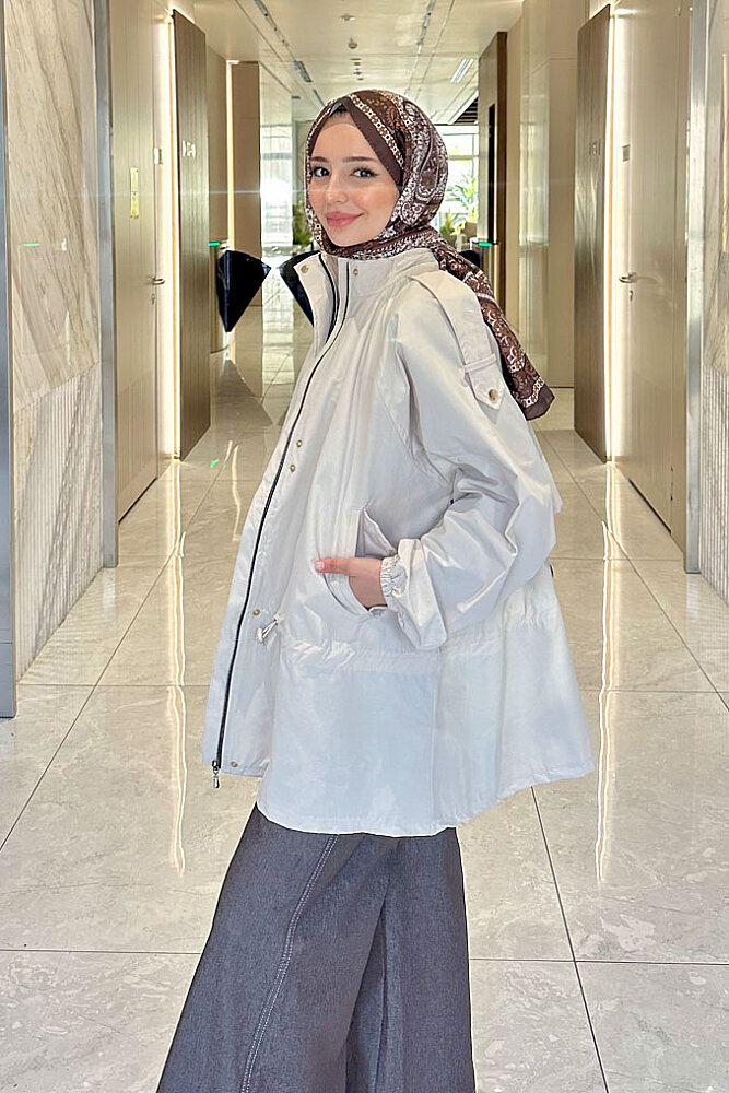 Lina Büzgülü Kısa Trenç - Bej - 2