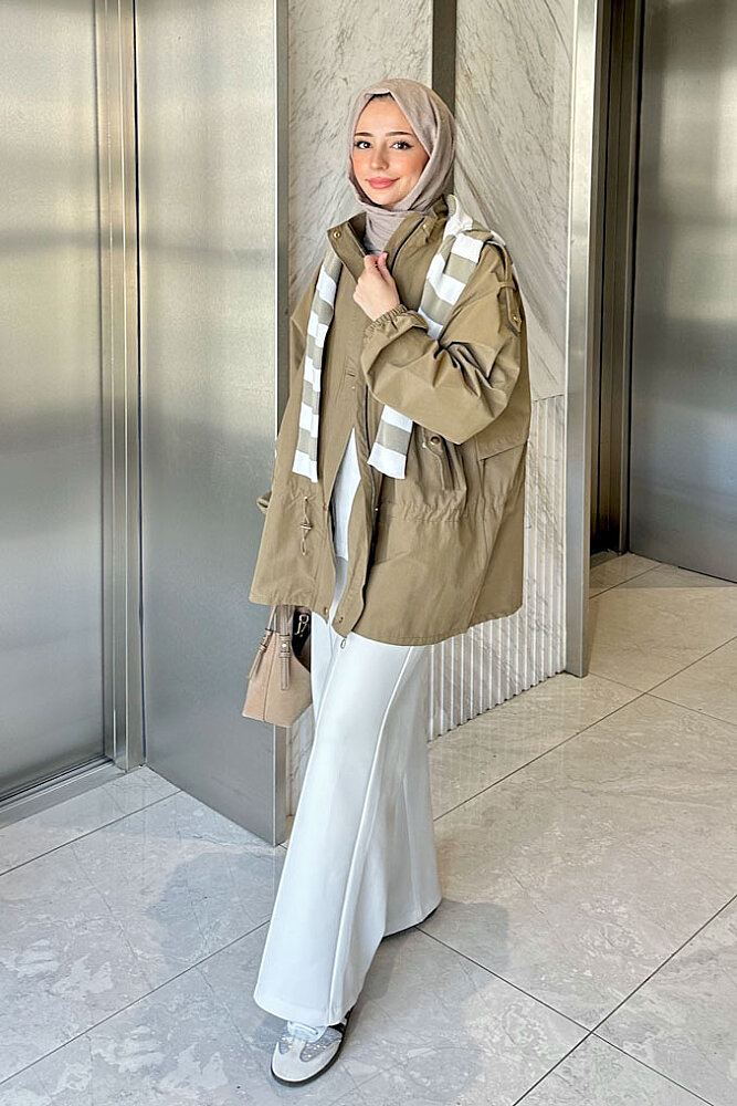 Lina Büzgülü Kısa Trenç - Camel - ALLMİSS (0)