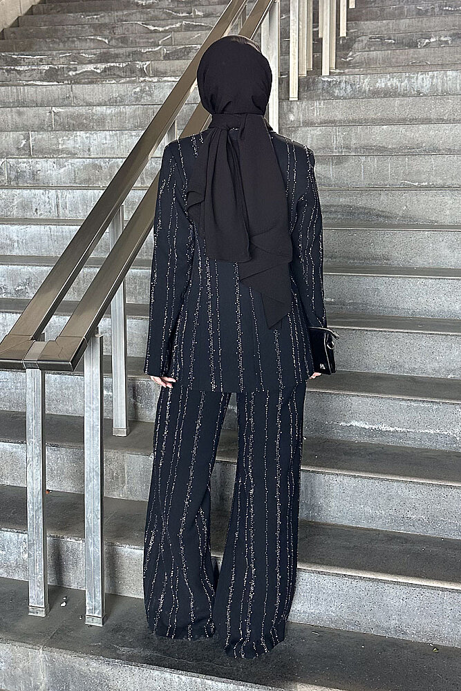 Line Taş Detaylı Pantolon Ceket Takım - Siyah - BELEMİR (1)