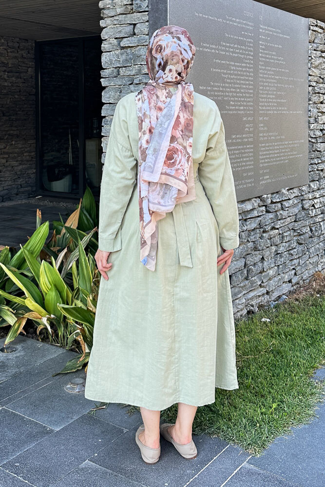 Liora Piliseli Elbise - Küf Yeşili - 8